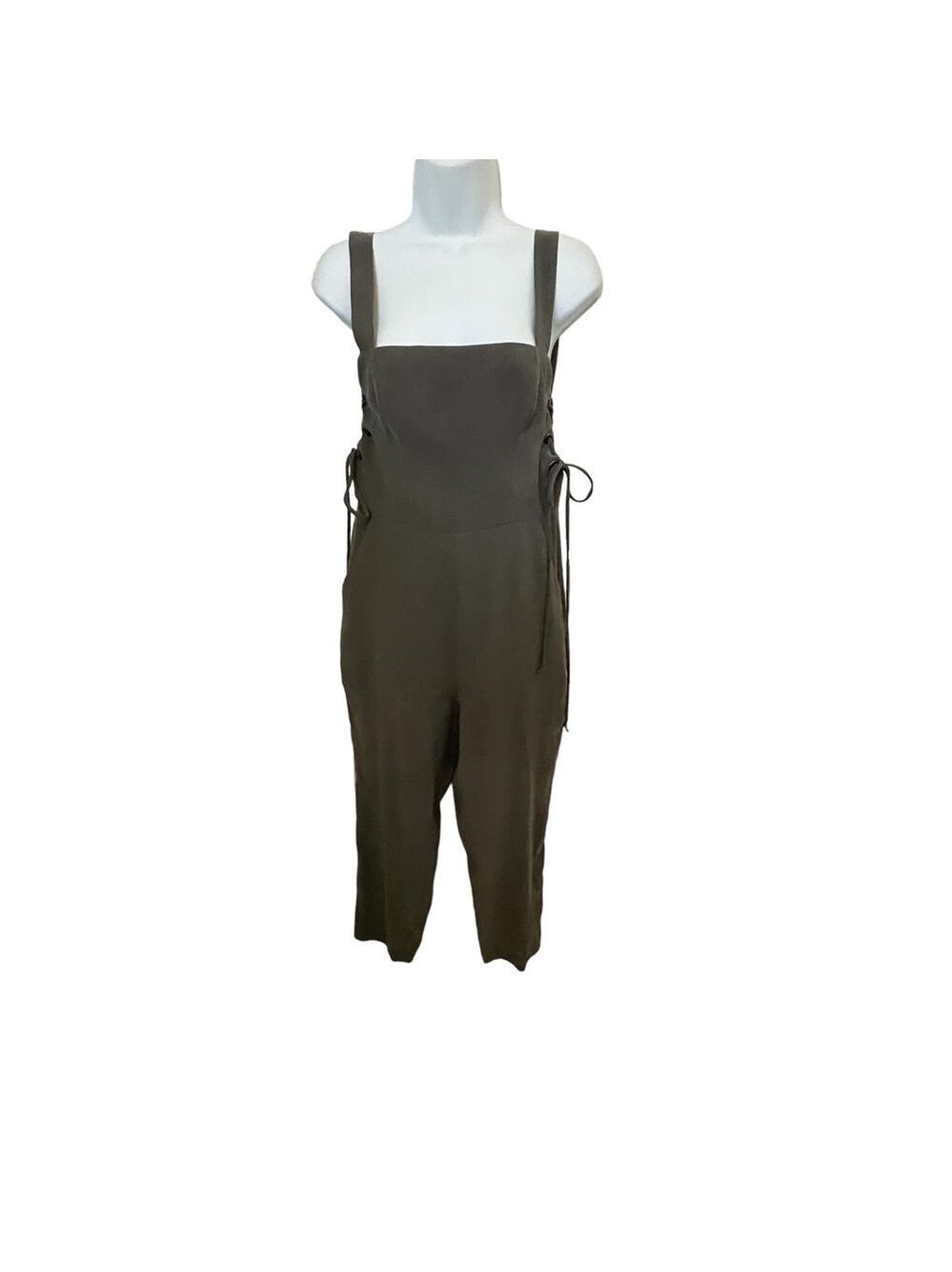 NWT BCBGeneration Dark Moss Rayon Tie Sides Jumpsuit  4​